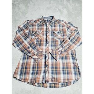 BKE Shirt Mens 2XL Multicolor Plaid Long Sleeve Western Pearl Snap Button Up
